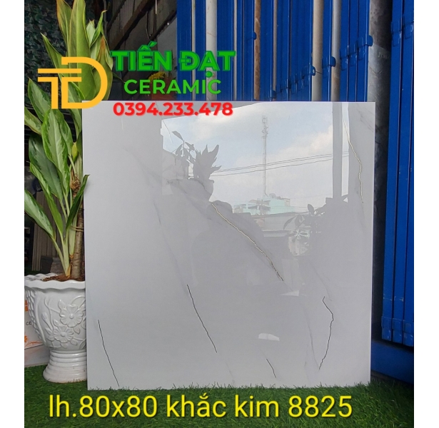 Gạch Lát Nền Phòng Khách 80x80 Nhũ Vàng Đẹp