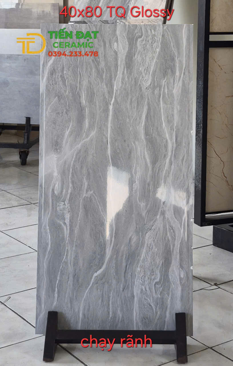 Đá Bóng Kiếng TQ 40x80 Vân Xám Đá Ốp Tường Đẹp Rẻ