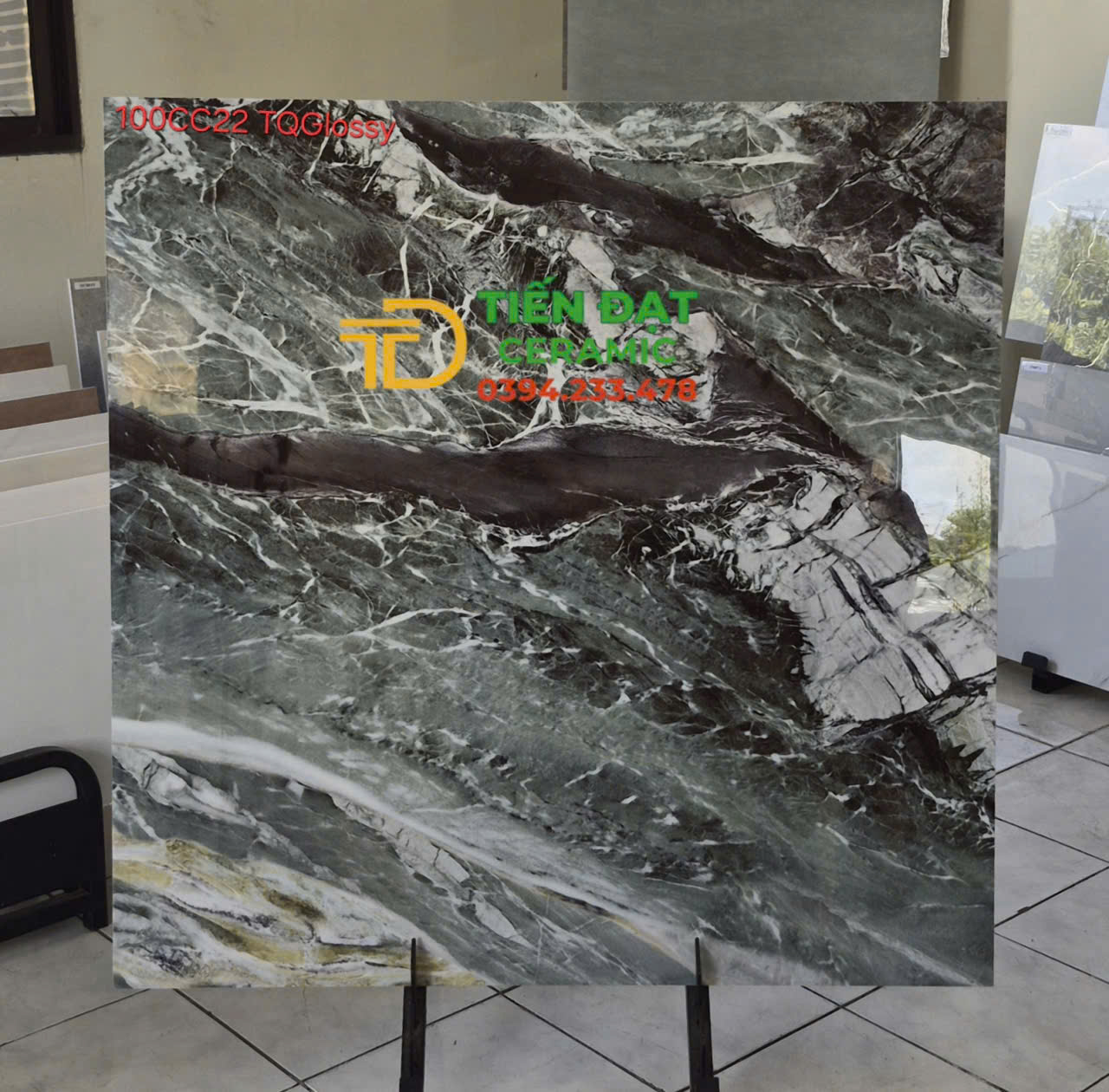 Đá Đồng Chất Cao Cấp 100x100 Vân Trắng Đen Giả Đá Lát Nền Đại Sảnh