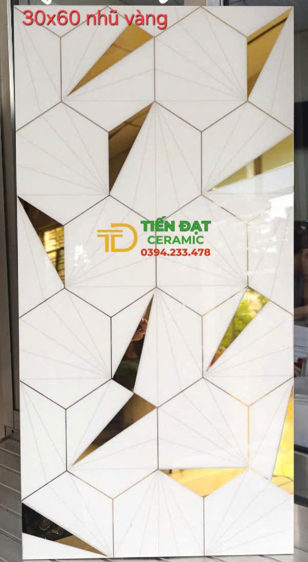 Gạch Bóng Kiếng TQ 30x60 Ánh Vàng Ốp Tường Mẫu Mới