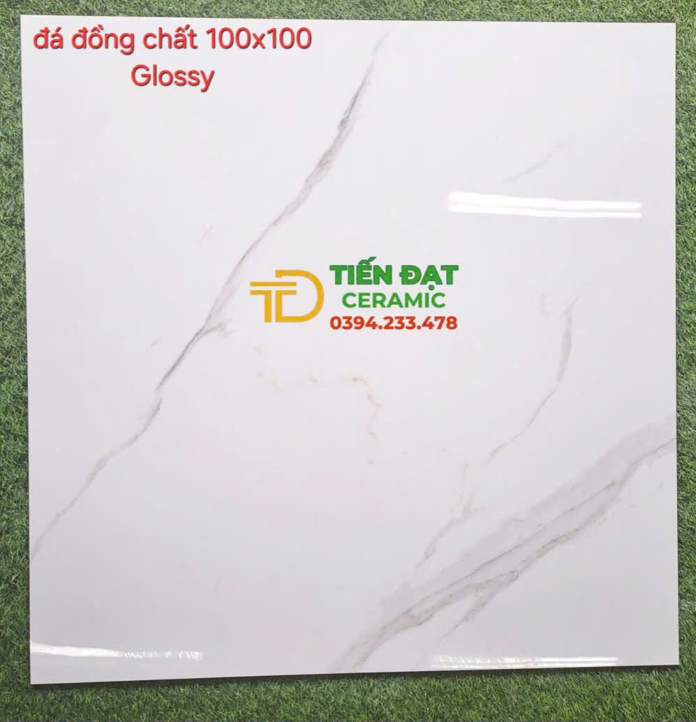 Gạch Cao Cấp TQ 100x100 Bóng Kính Kim Cương Trắng Vân