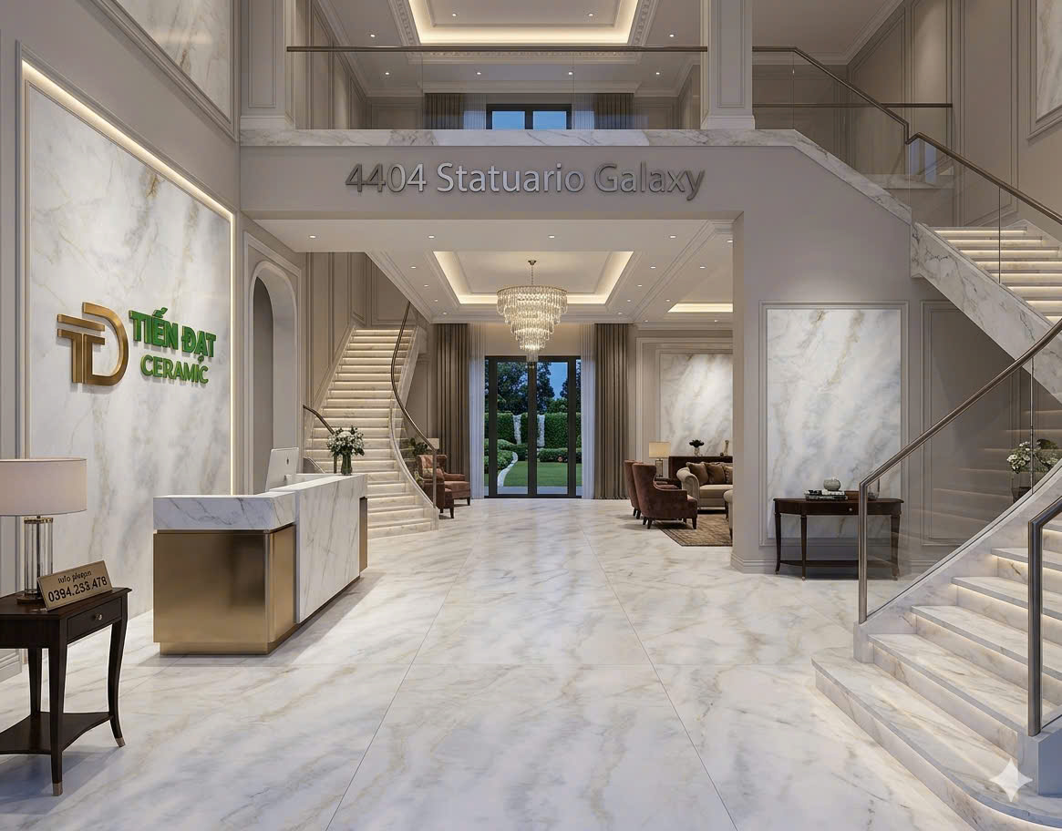 Gạch Mờ Matt 120x180 Lát Nền Biệt Thự Vân Vàng Giả Đá