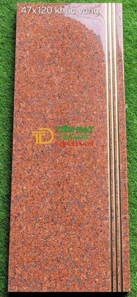 Gạch Đỏ Hoa Cương 47x120 Lót Cầu Thang Nhũ Vàng Đẹp Rẻ