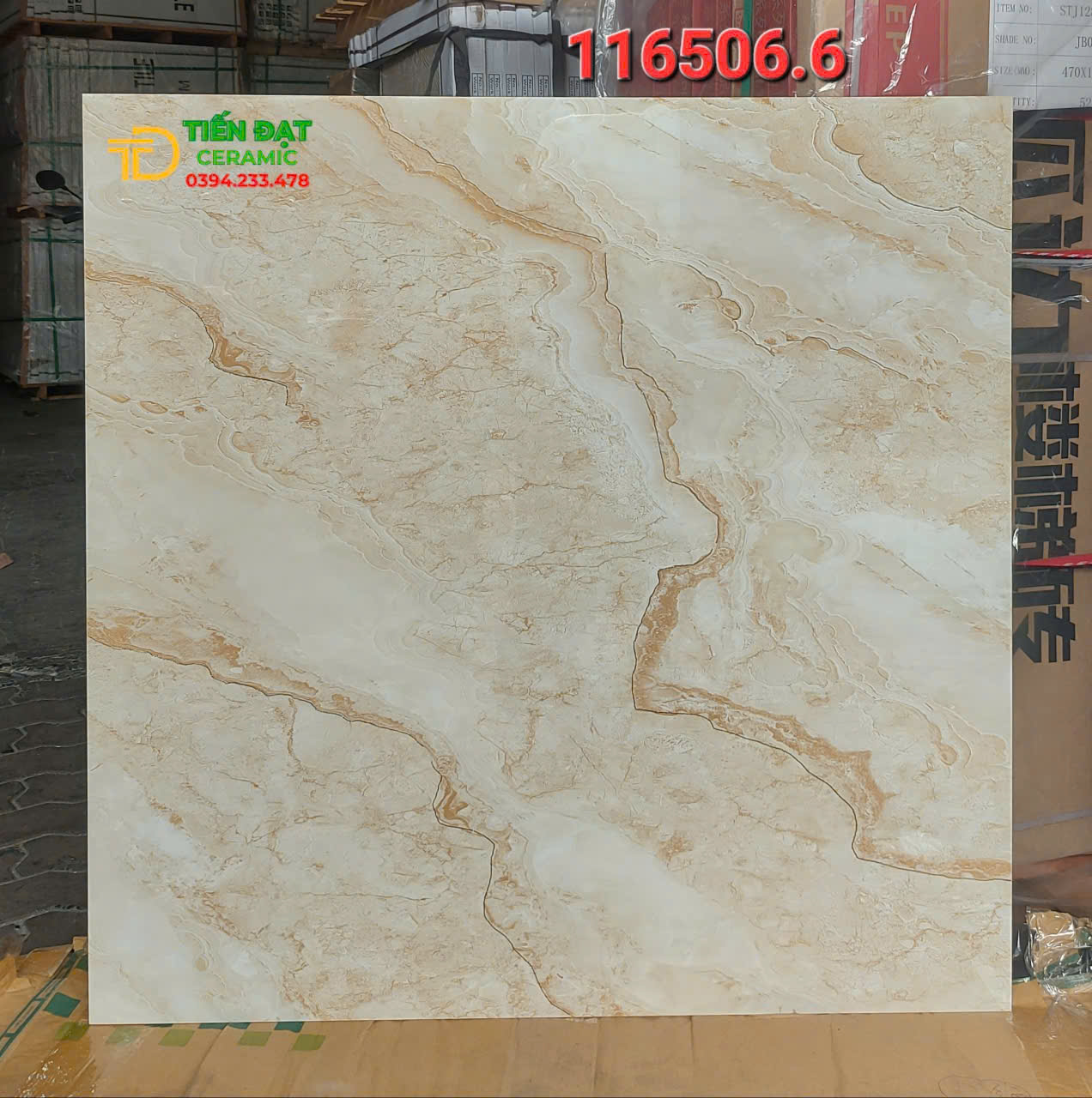 Gạch Đồng Chất TQ 100x100 Vân Vàng Ốp Lát Biệt Thự Khắc Kim