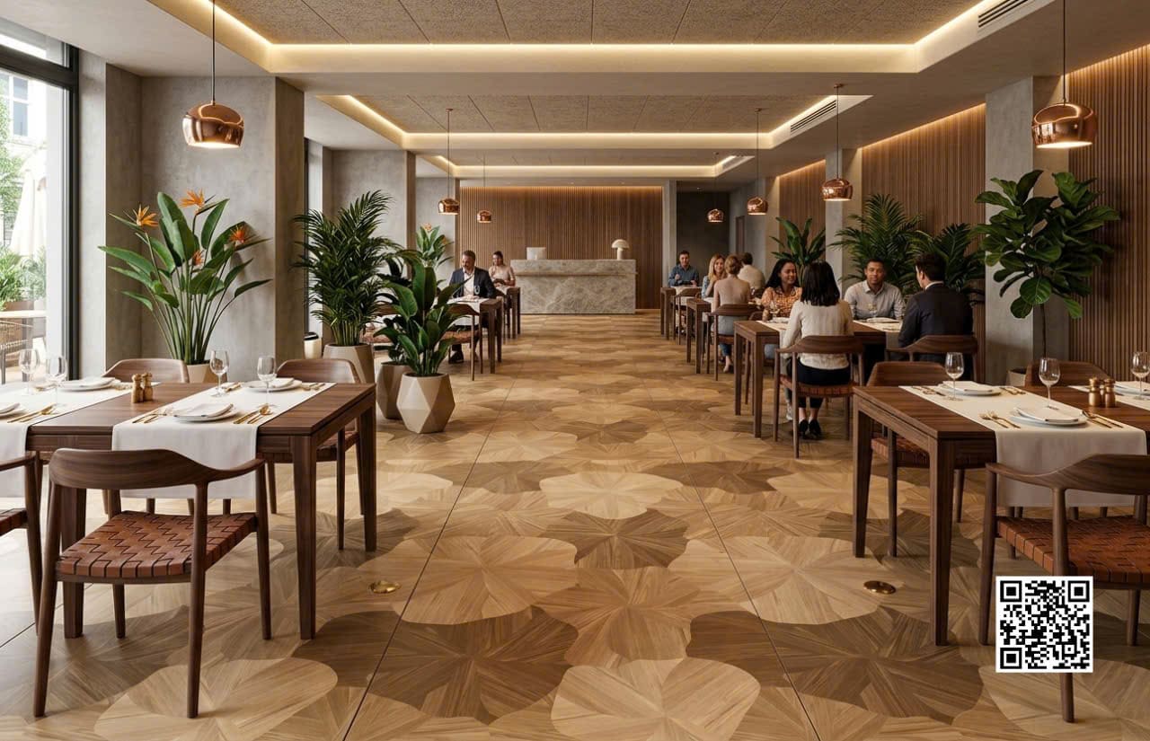 Gạch Nhập Khẩu 60x120 Hoa Văn Cánh Quạt Vàng Nhạt
