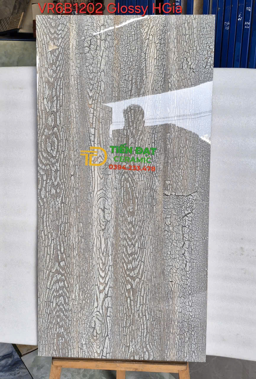 Gạch Giả Gỗ Hoàng Gia 60x120 Bóng Kiếng Ốp Lát Quầy Tiếp Tân