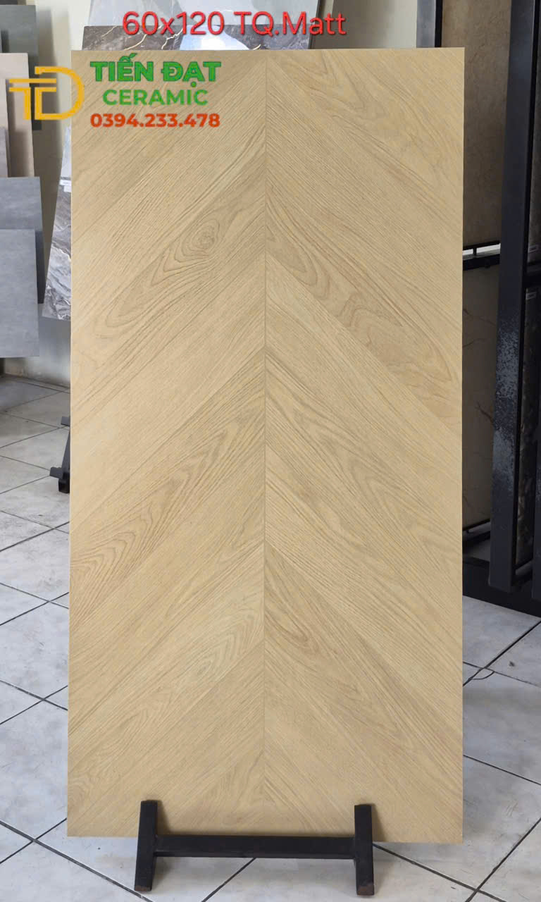 Gạch Giả Gỗ Xương Cá 60x120 Vân Vàng Nhạt Nhập Khẩu TQ