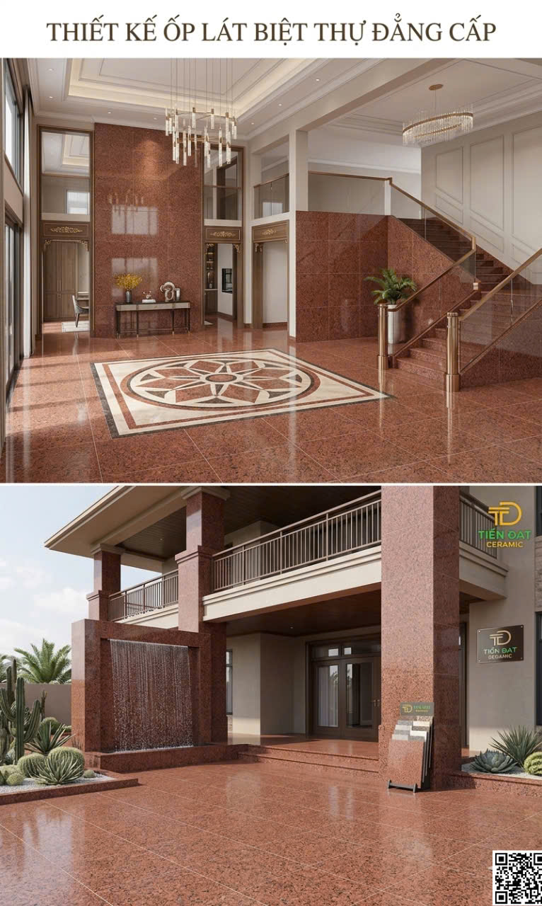 Gạch Đỏ Hoa Cương 60x120 Nhũ Kim Ốp Lát Trang Trí Điểm Nhấn