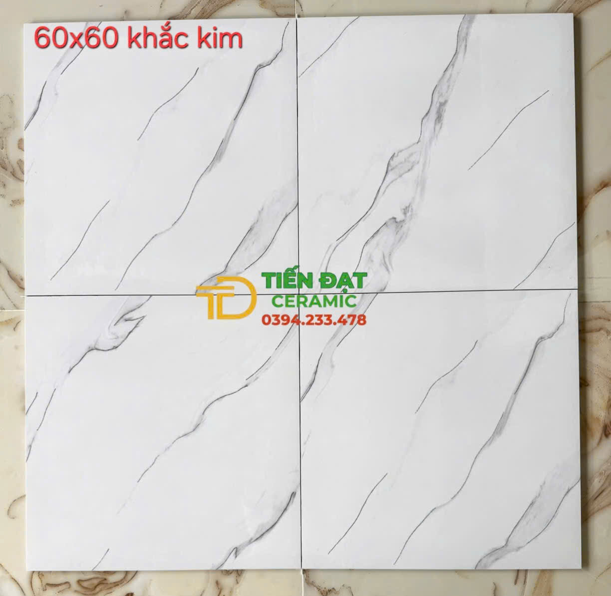 Gạch Nhập Khẩu TQ 60x60 Trăng Vân Khắc Kim Ánh Vàng