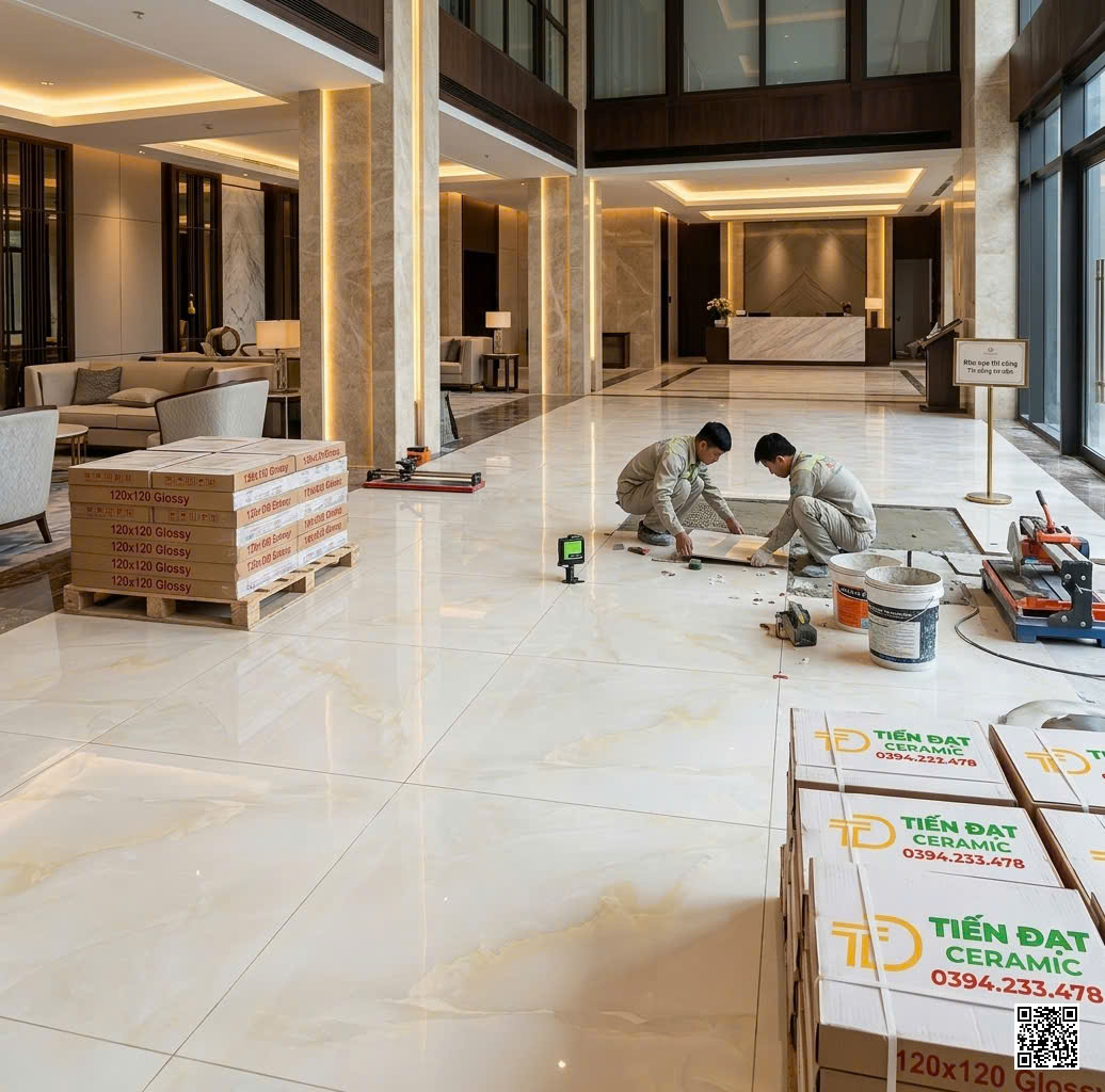 Tổng Kho Gạch Ấn Độ Tại HCM 120x120 Lát Khách Sạn Mới Đẹp 