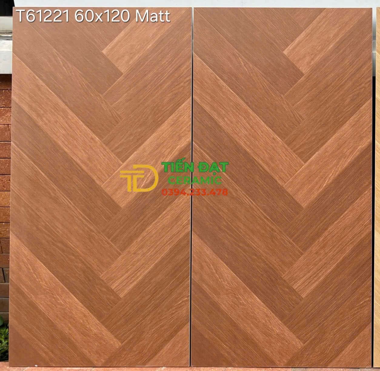Gạch Khổ Lớn 60x120 Vân Gỗ Nâu Đậm Ốp Lát Phòng Khách