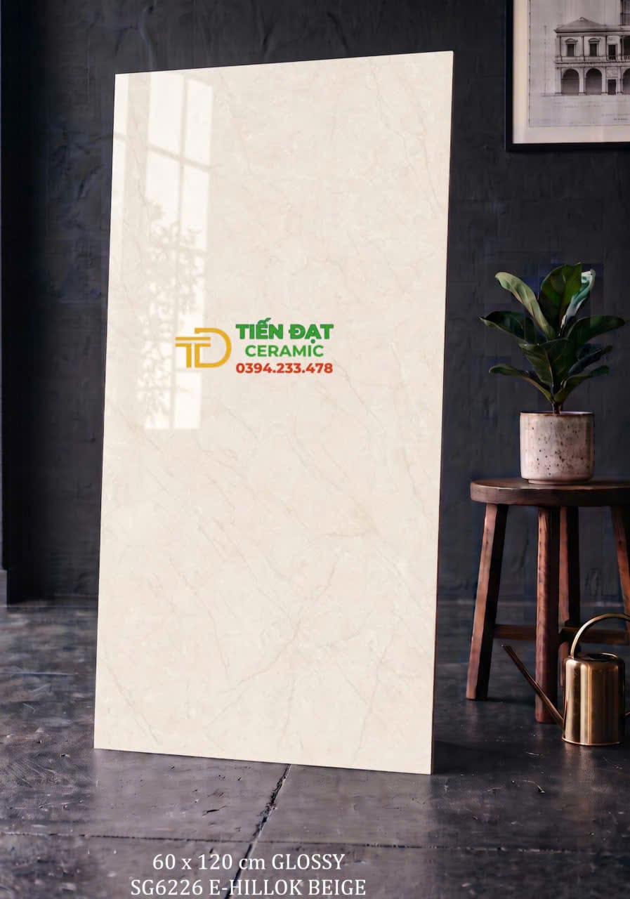 Gạch Khổ Lớn 60x120 Vân Vàng Kem Ốp Trang Trí Điểm Nhấn