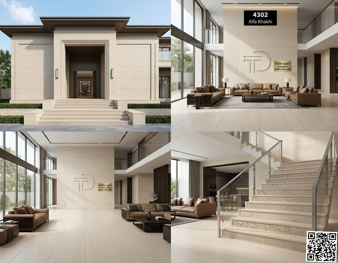 Gạch Giả Gỗ Đá Mờ Hiệu Ứng Carving 120x180 Ốp Lát Biệt Thự