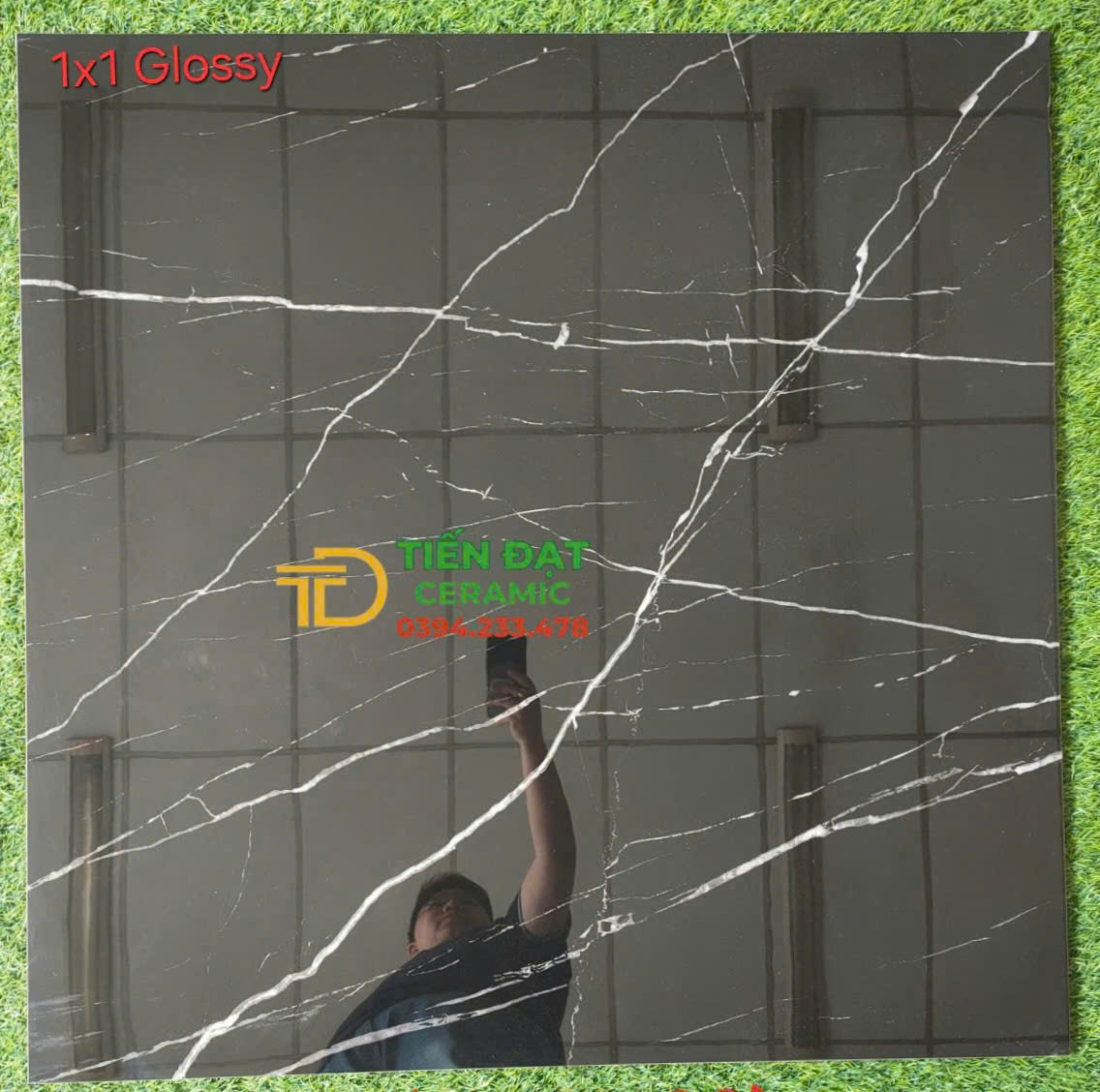 Gạch Khổ Lớn Ốp Lát Trang Trí Điểm Nhấn 100x100 TQ Đen Vân Trắng