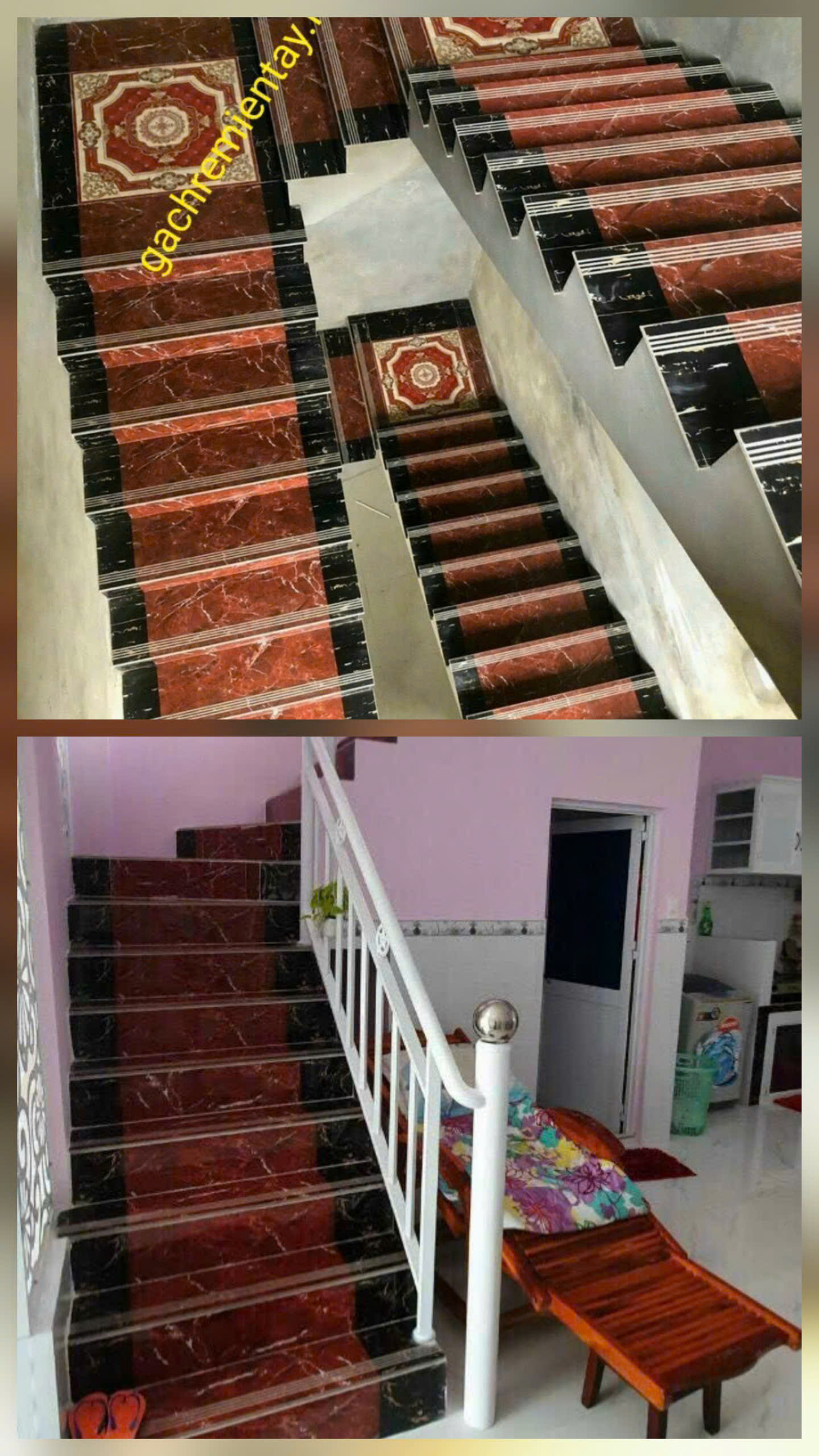 Gạch lát cầu thang giả đá