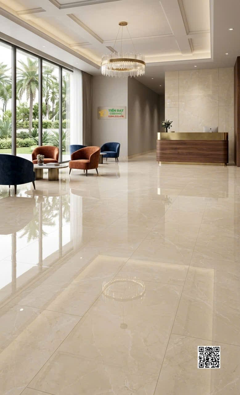 Gạch Lát Nền 80x160 Vân Vàng Kem Bóng Kiếng Mẫu Mới