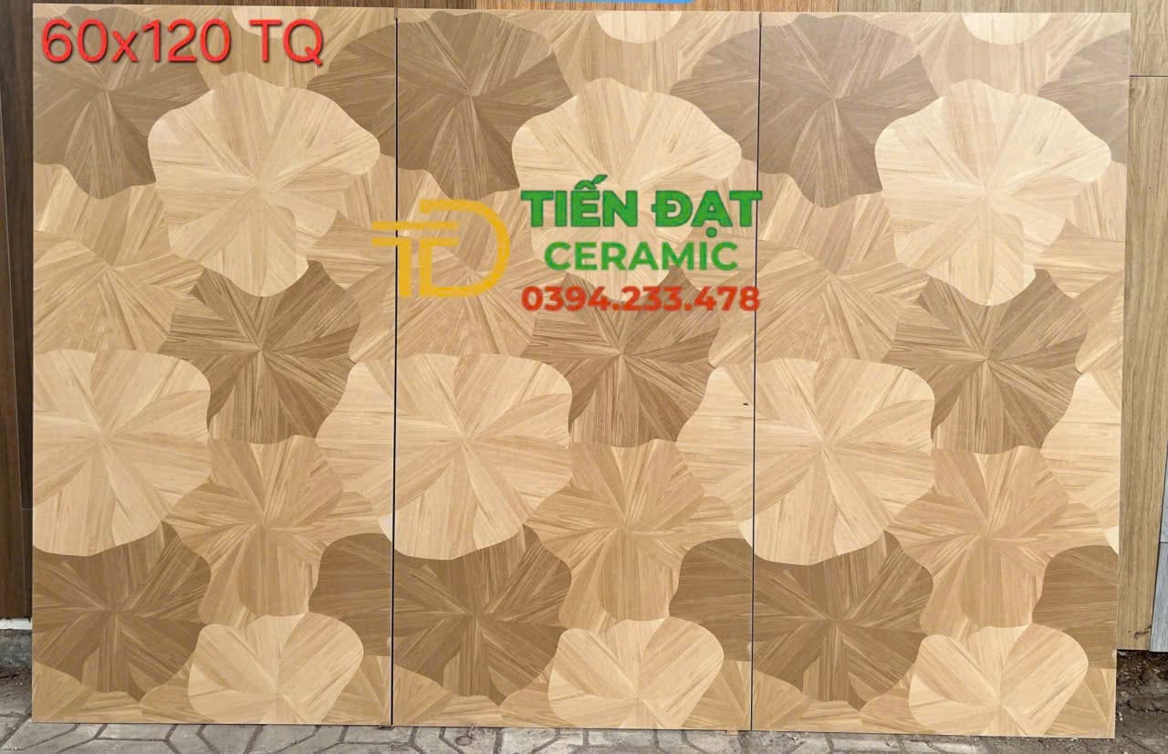 Gạch Nhập Khẩu 60x120 Hoa Văn Cánh Quạt Vàng Nhạt