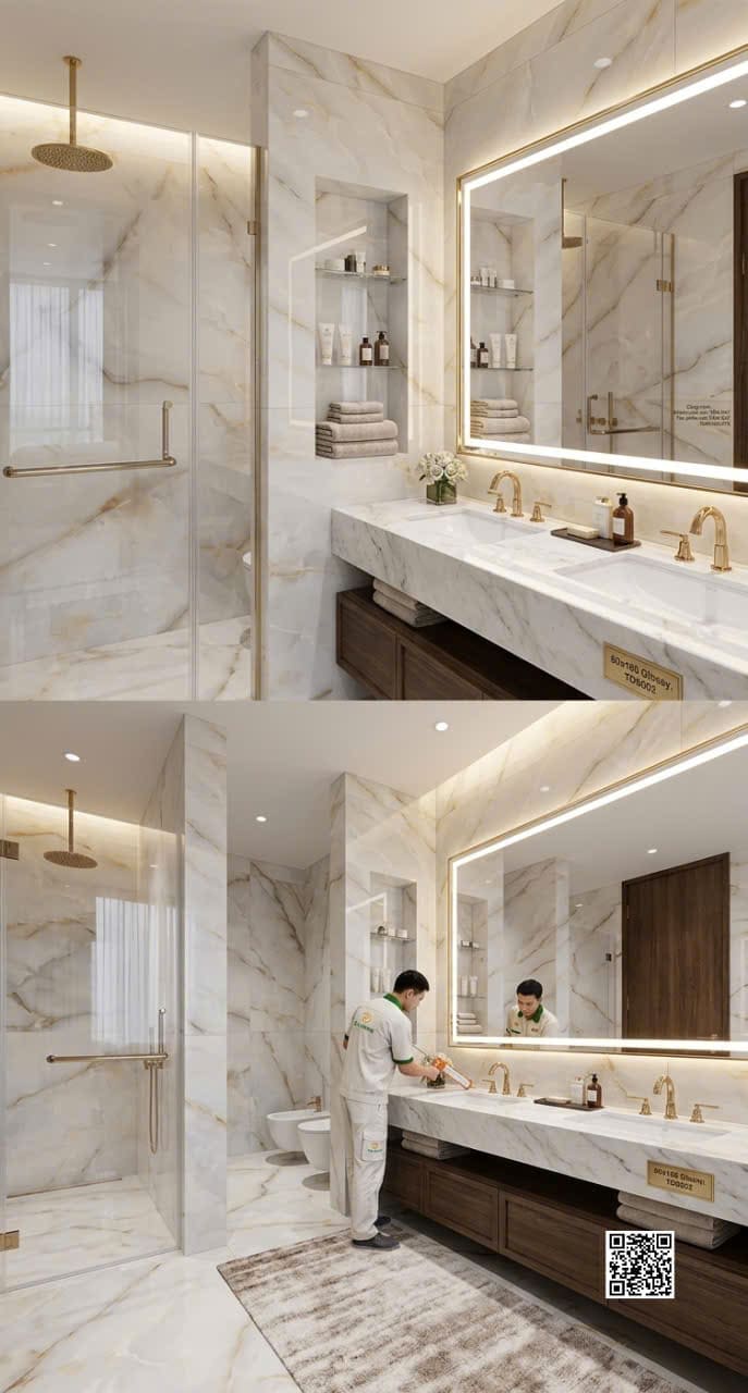 Gạch Khổ Lớn 80x160 Vân Xanh Nhạt Ngọc Thạch Ốp Lát