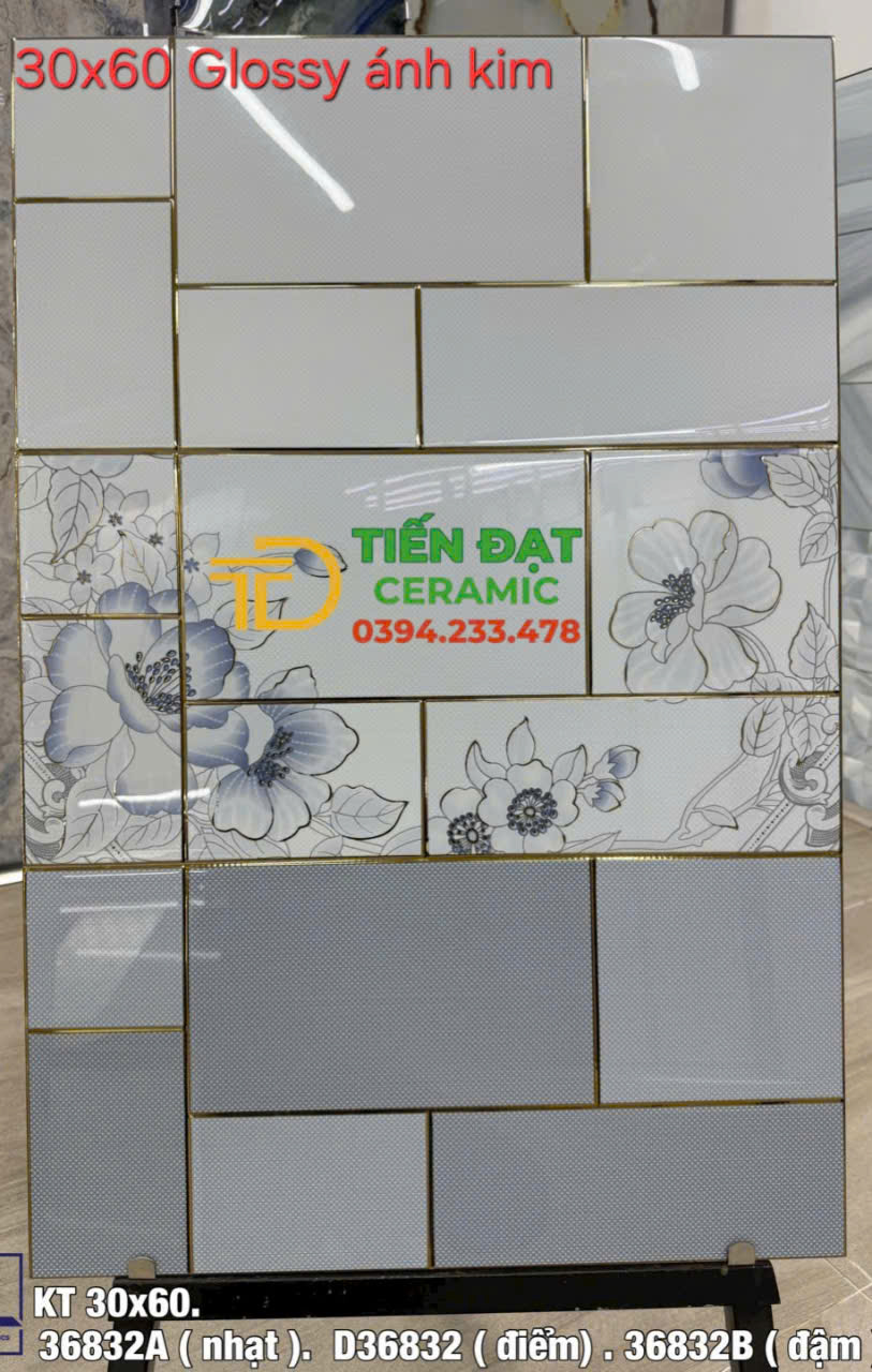 Gạch Nhập Khẩu TQ 30x60 Nhũ Vàng Kim Bộ Đâm Nhạt Điểm
