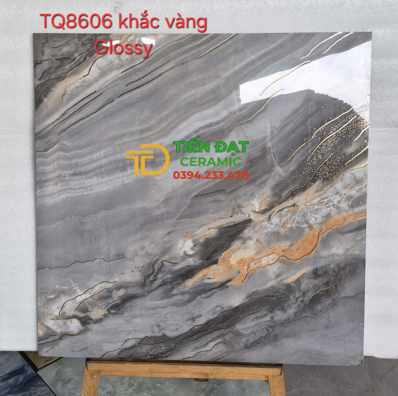 Gạch Nhập Khẩu TQ 80x80 Nhũ Vàng Ốp Lát Nhà Hàng Cao Cấp