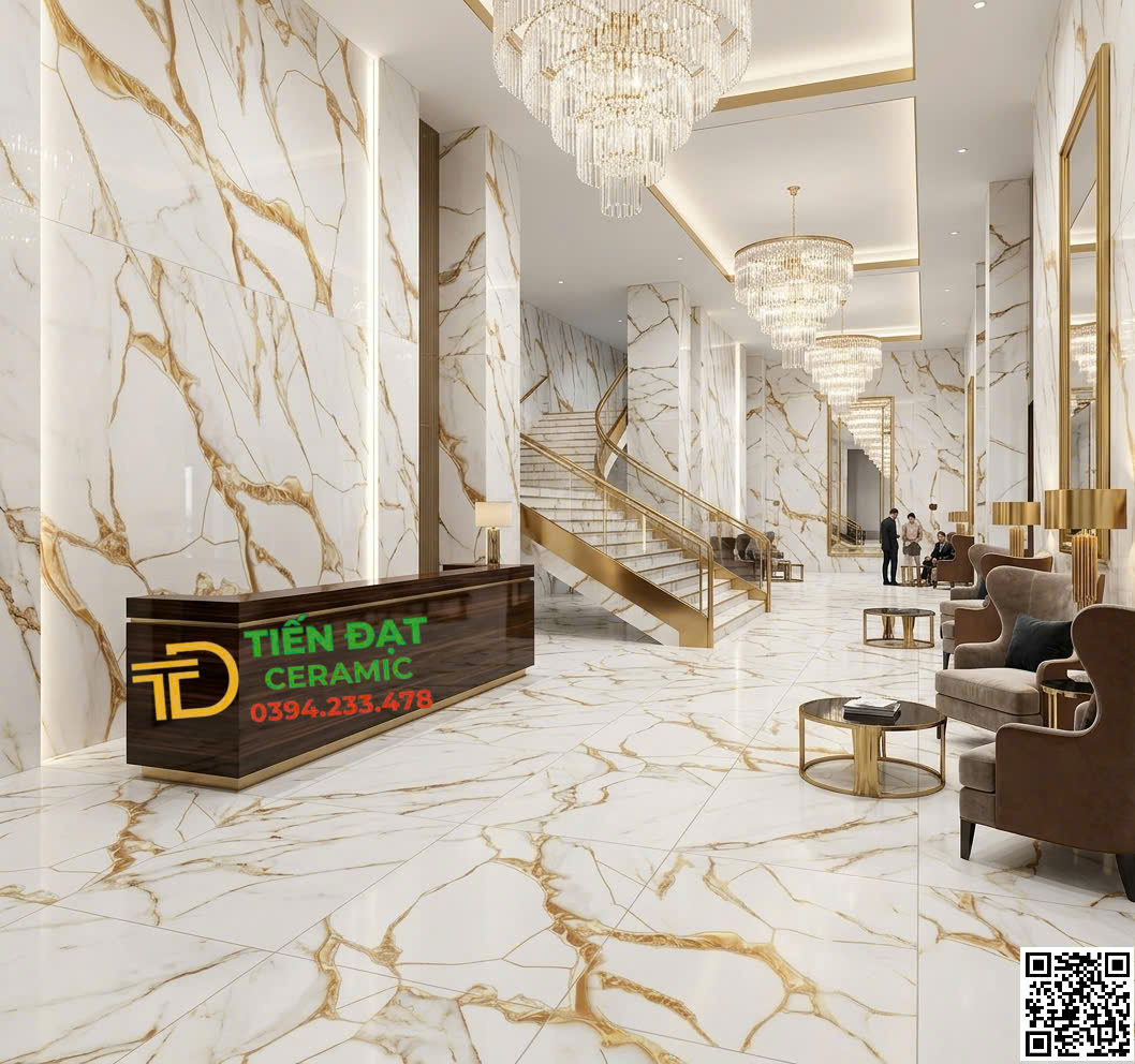 Kho Gạch TQ 80x80 Ốp Lát Nhũ Vàng Cao Cấp Tại Khánh Hòa