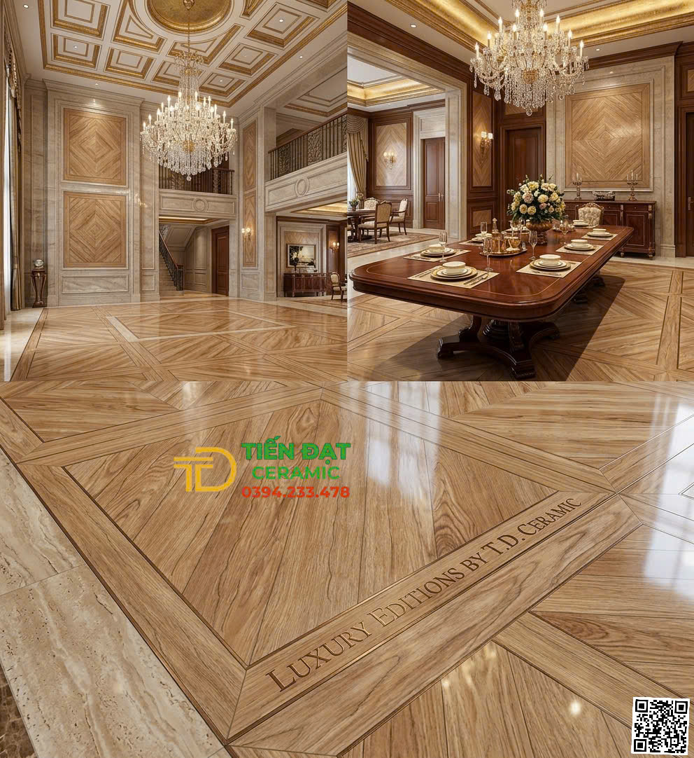 Gạch Lát Nền Vân Gỗ 80x80 Nhập Khẩu TQ Nhũ Vàng Mẫu Mới