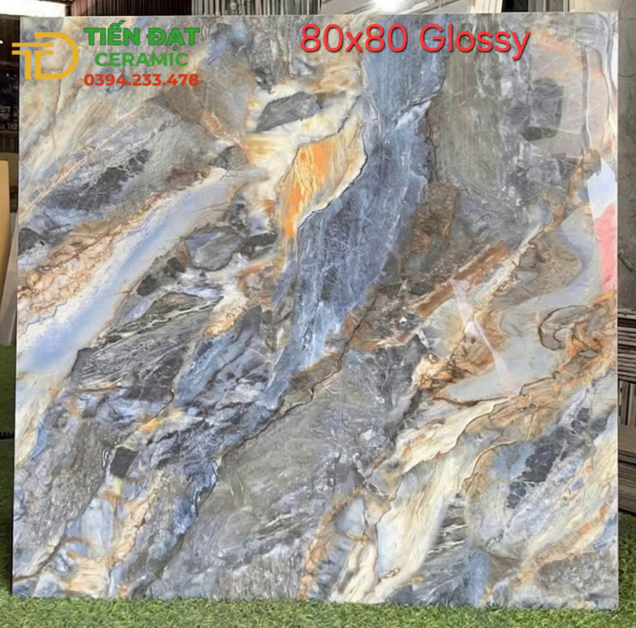 Gạch Ốp Lát Biệt Thự 80x80 Vân Xanh Xám Đá Mẫu Mới