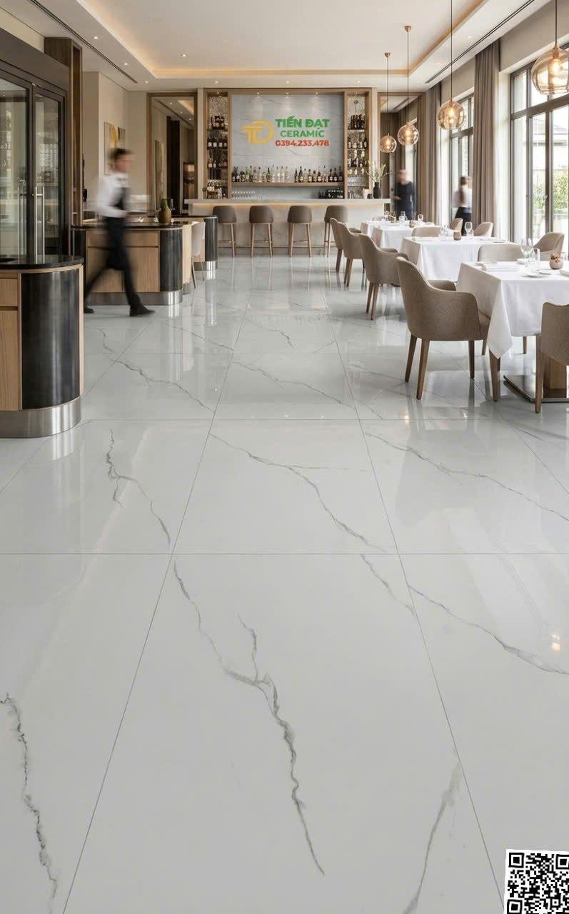 Gạch Cao Cấp Vicenza 60x120 Trắng Vân Lát Nền Nhà Hàng bán Chạy Nhất