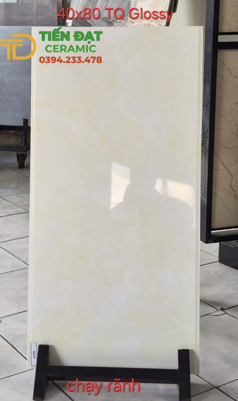 Gạch Ốp Lát Trang Trí 40x80 Vân Vàng Kem Chạy Rãnh