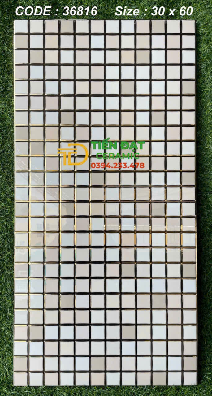 Gạch Ốp Lát Trang Trí Hồ Bơi 30x60 TQ Nhũ Vàng Cao Cấp