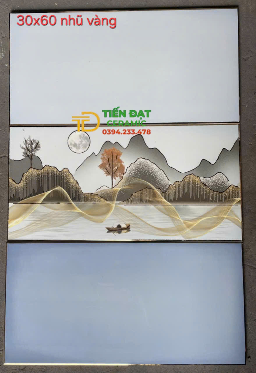 Gạch Ốp Trang Trí 30x60 Men Nhủ Vàng TQ Siêu Bóng Kính