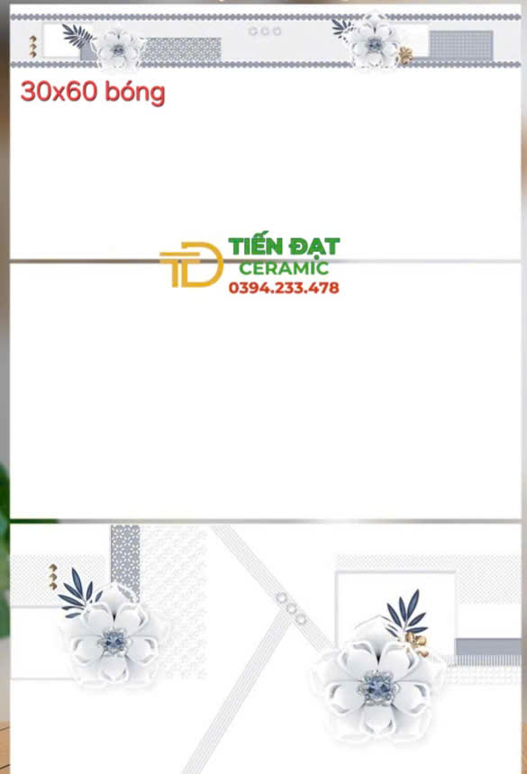 Gạch Ốp Tường Catalan 30x60 Trắng Trơn Thân Viền Điểm Đồng Giá