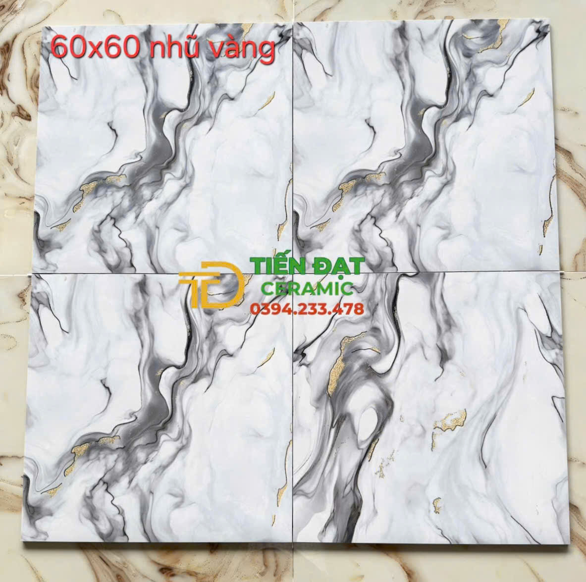 Gạch TQ 60x60 Khắc Kim Tuyến Ốp lát Nhà Hàng Khách Sạn