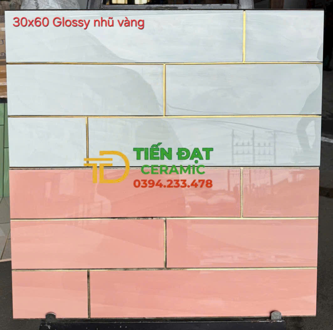 Gạch Trang Trí 30x60 Ánh Kim TQ Bộ Đậm Màu Hồng 