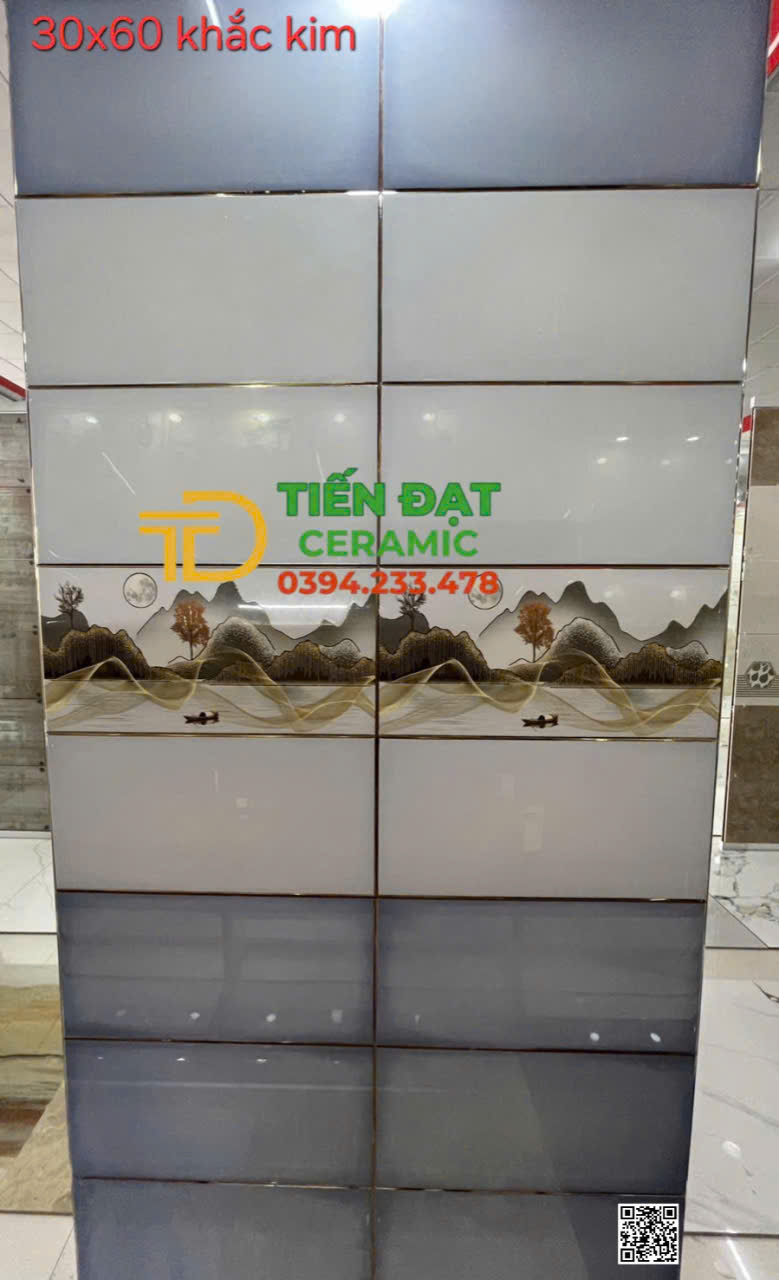 Gạch Ốp Trang Trí 30x60 Men Nhủ Vàng TQ Siêu Bóng Kính