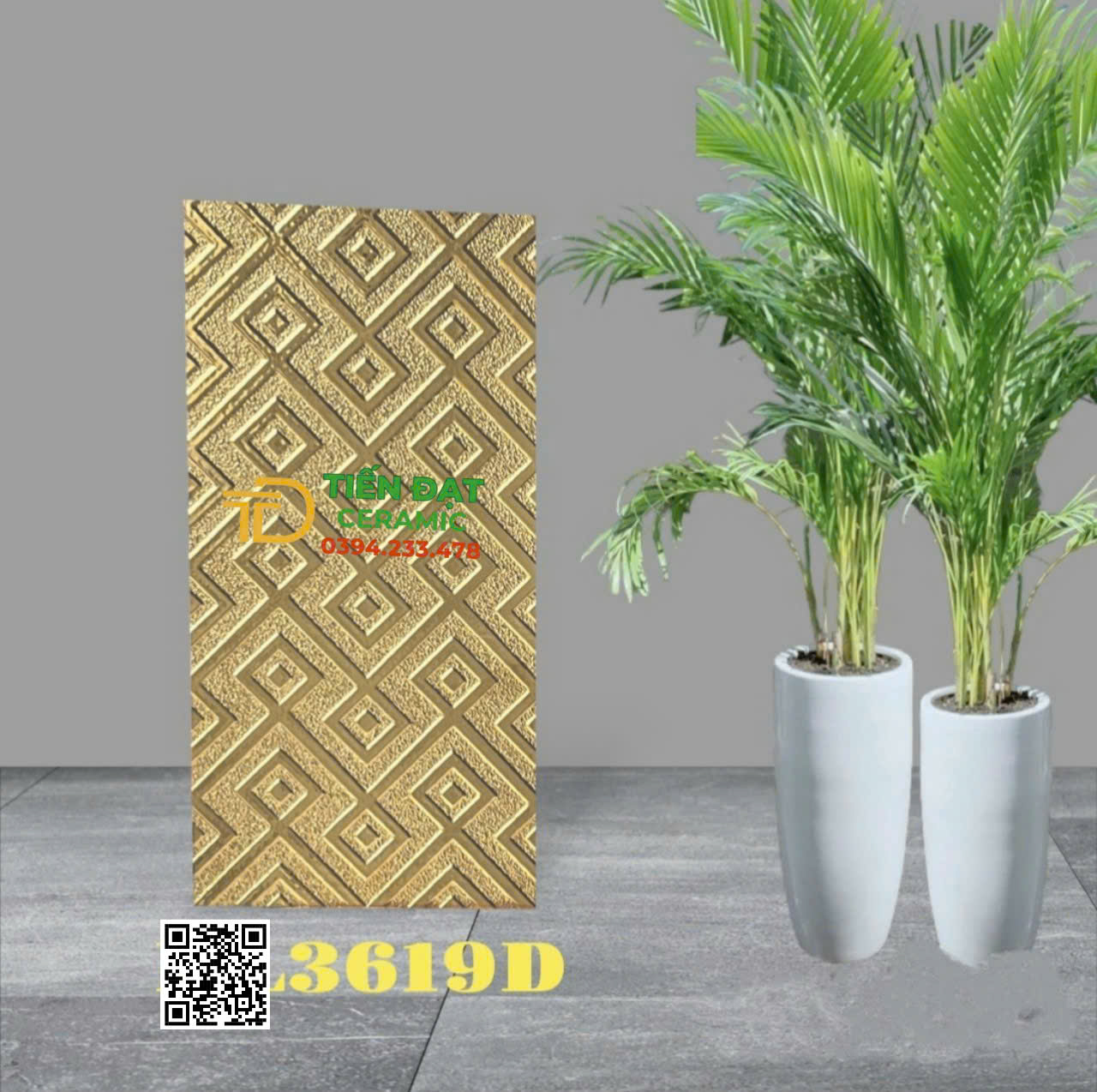 Gạch Trang Trí Điểm Nhấn 30x60 Nhũ Vàng Khắc Vàng Cao Cấp