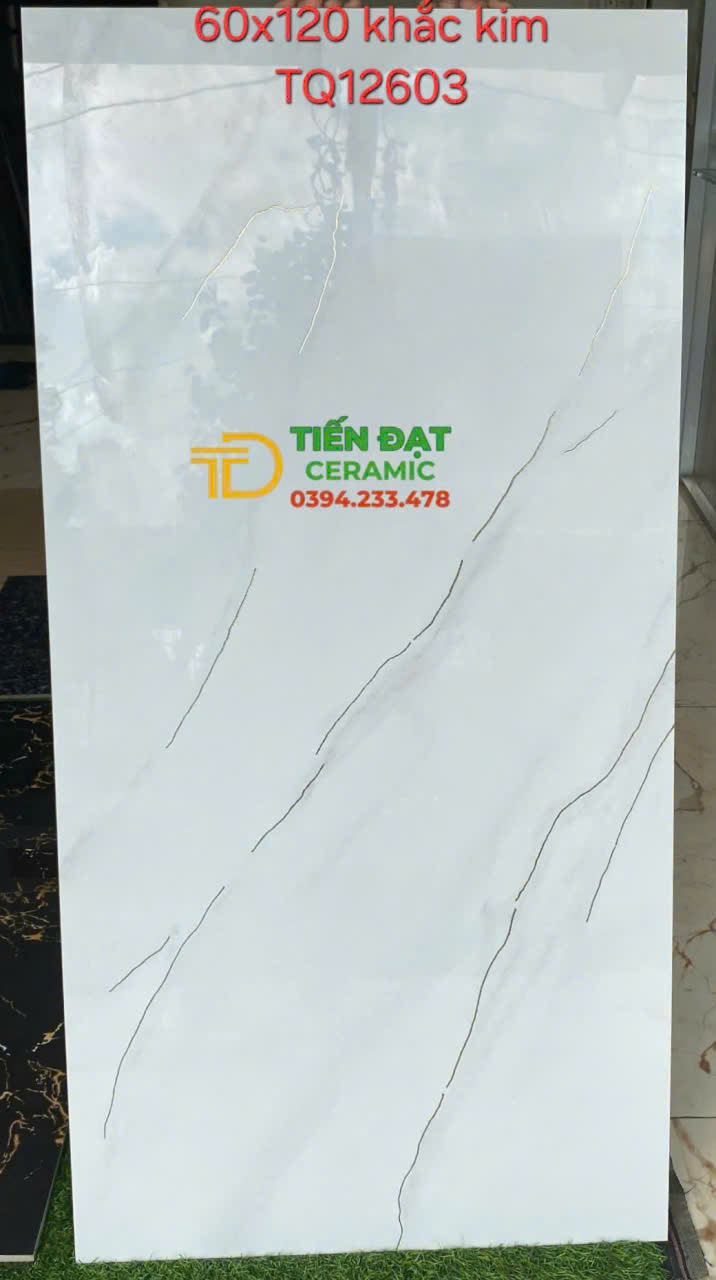 Gạch Trung Quốc 60x120 Trắng Khắc Vàng Ốp Lát Phòng Khách Cao Cấp