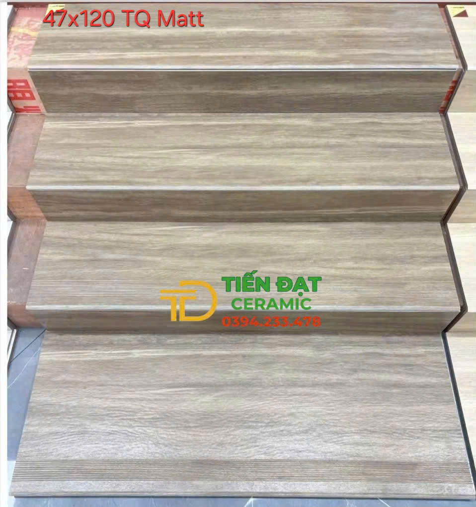 Gạch Vân Gỗ 47x120 Lát Cầu Thang Tam Cấp Mẫu Mới Giá Tốt