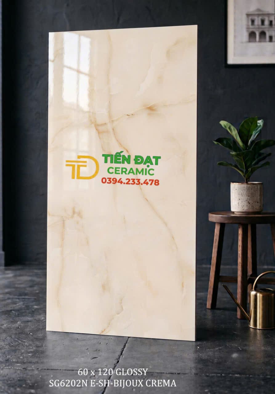 Gạch Vân Vàng Cẩm Thạch 60x120 Ốp Tường Phòng Khách