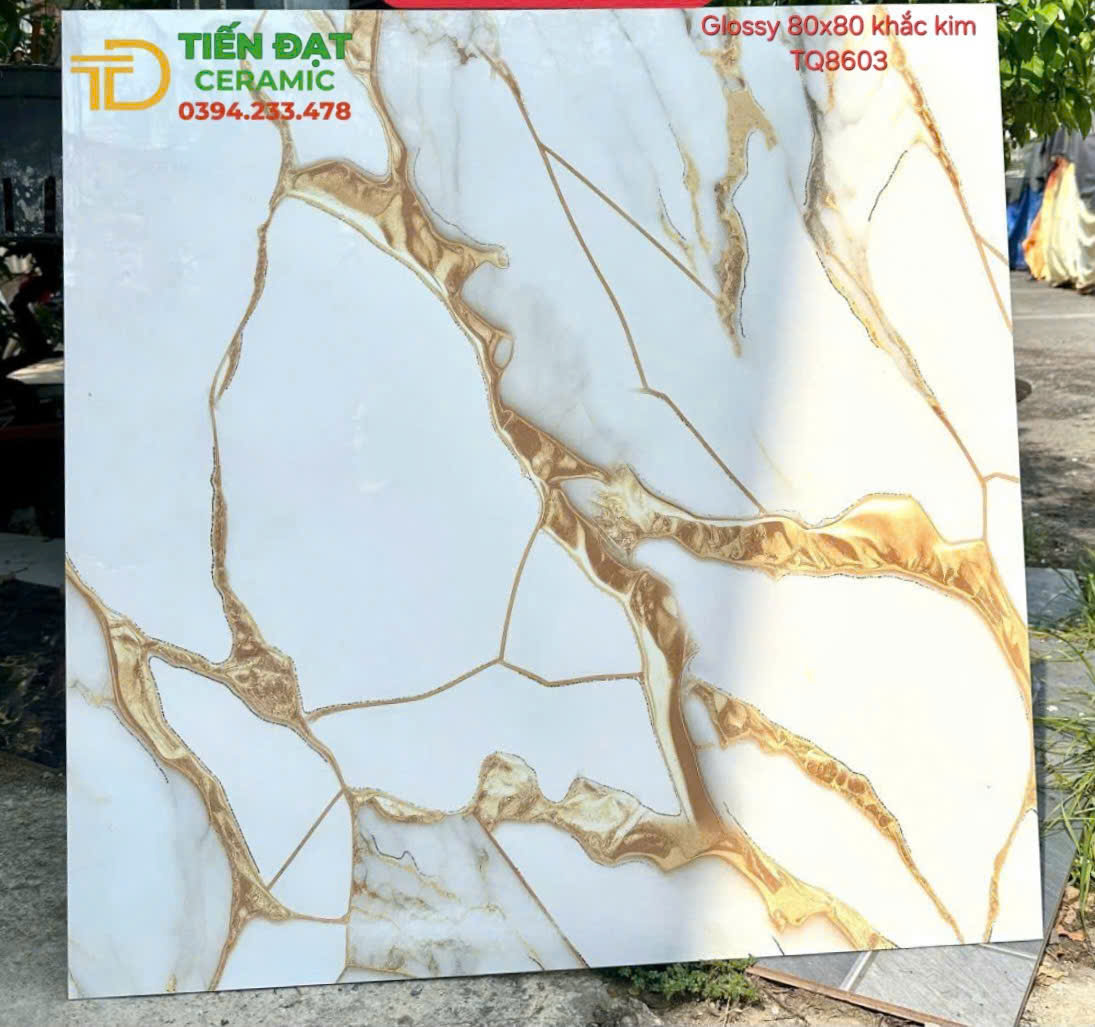 Kho Gạch TQ 80x80 Ốp Lát Nhũ Vàng Cao Cấp Tại Khánh Hòa