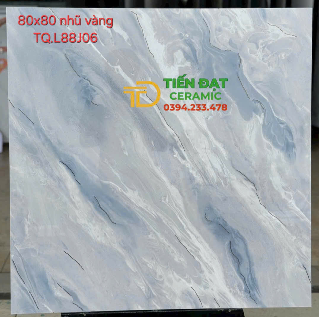 Kho Gạch TQ 80x80 Trắng Vân Xanh Khắc Kim Tại Quận 7 Giá Rẻ