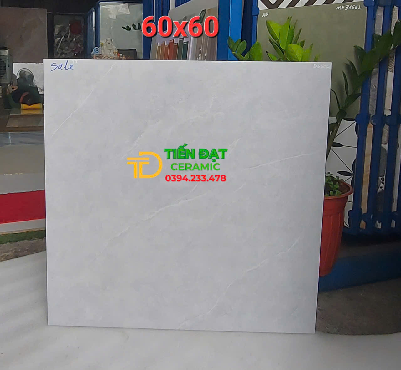 Đá Bóng Kiếng Sale 60x60 Ốp Lát Vân Xám Nhạt Giả Đá 