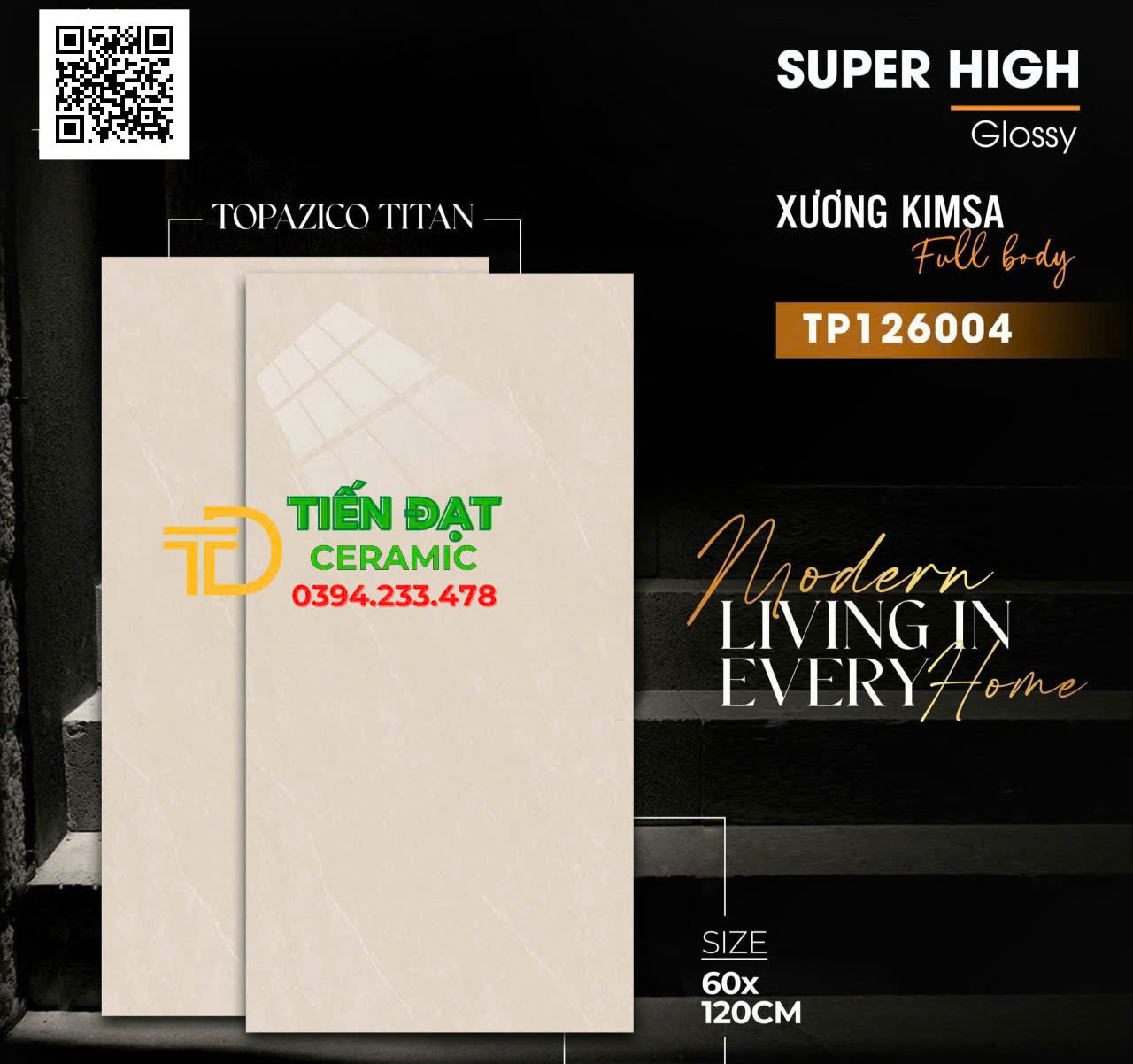 Đá Bóng Kính Kim Cương 60x120 Vincera Ốp Lát Vàng Kem