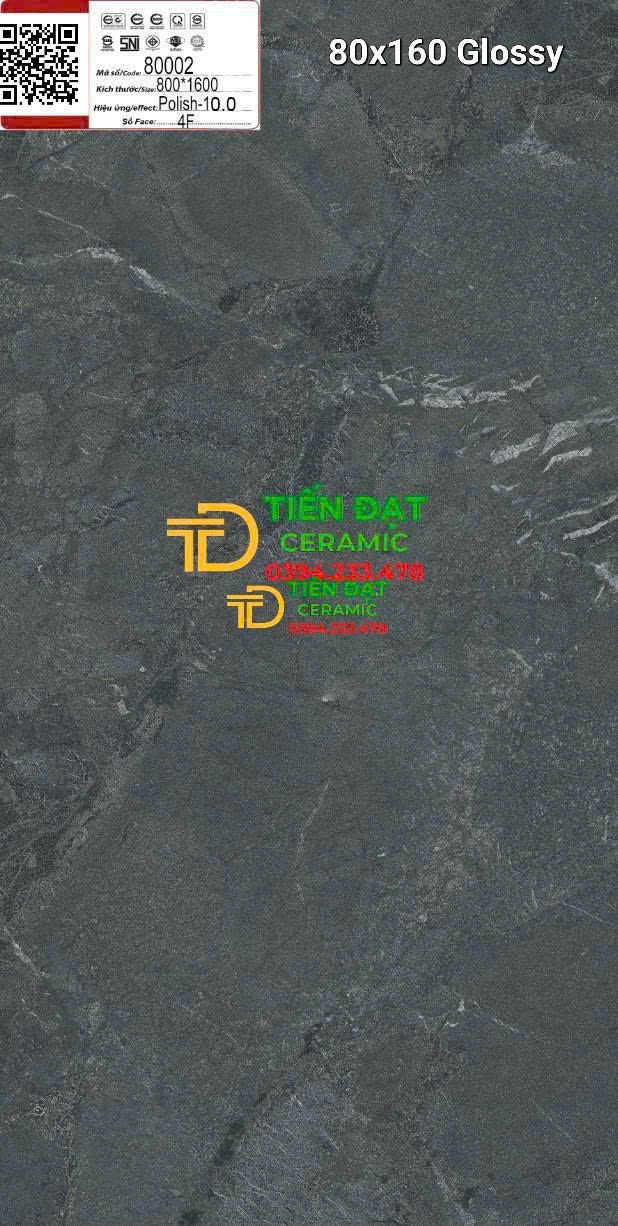 Gạch Khổ Lớn Prime 80x160 Vân Xám Đá Xuất Khẩu Châu Âu