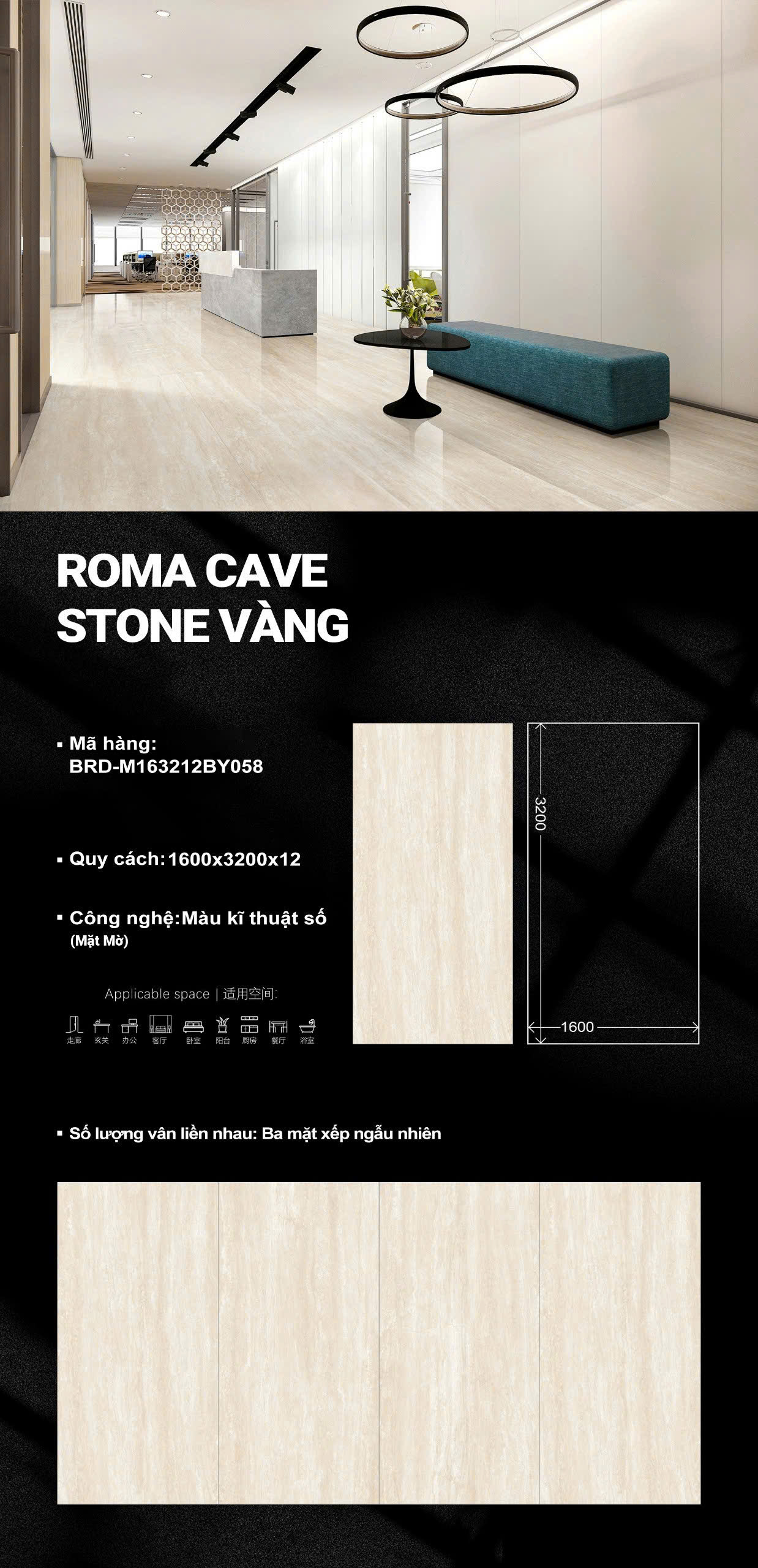 Đá Mờ Nung Kết TQ 160x320 Ốp Lát Cao Cấp Vân Vàng Giả Gỗ