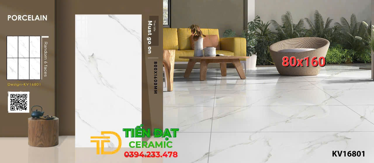 Gạch Bóng Kiếng Vi Tinh 80x160 Đá Marble Trắng Vân Giá Rẻ