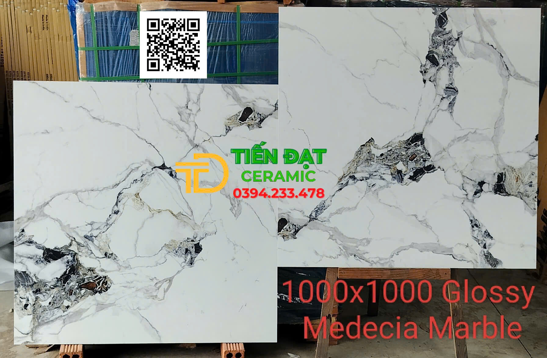 Gạch Bóng Kiếng Vi Tinh Cao Cấp 100x100 Trắng Đen Giả Đá
