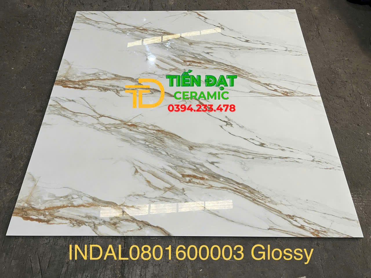 Gạch Bóng Kính Cao Cấp 80x160 Lát Phòng Khách Trắng Vân Vàng