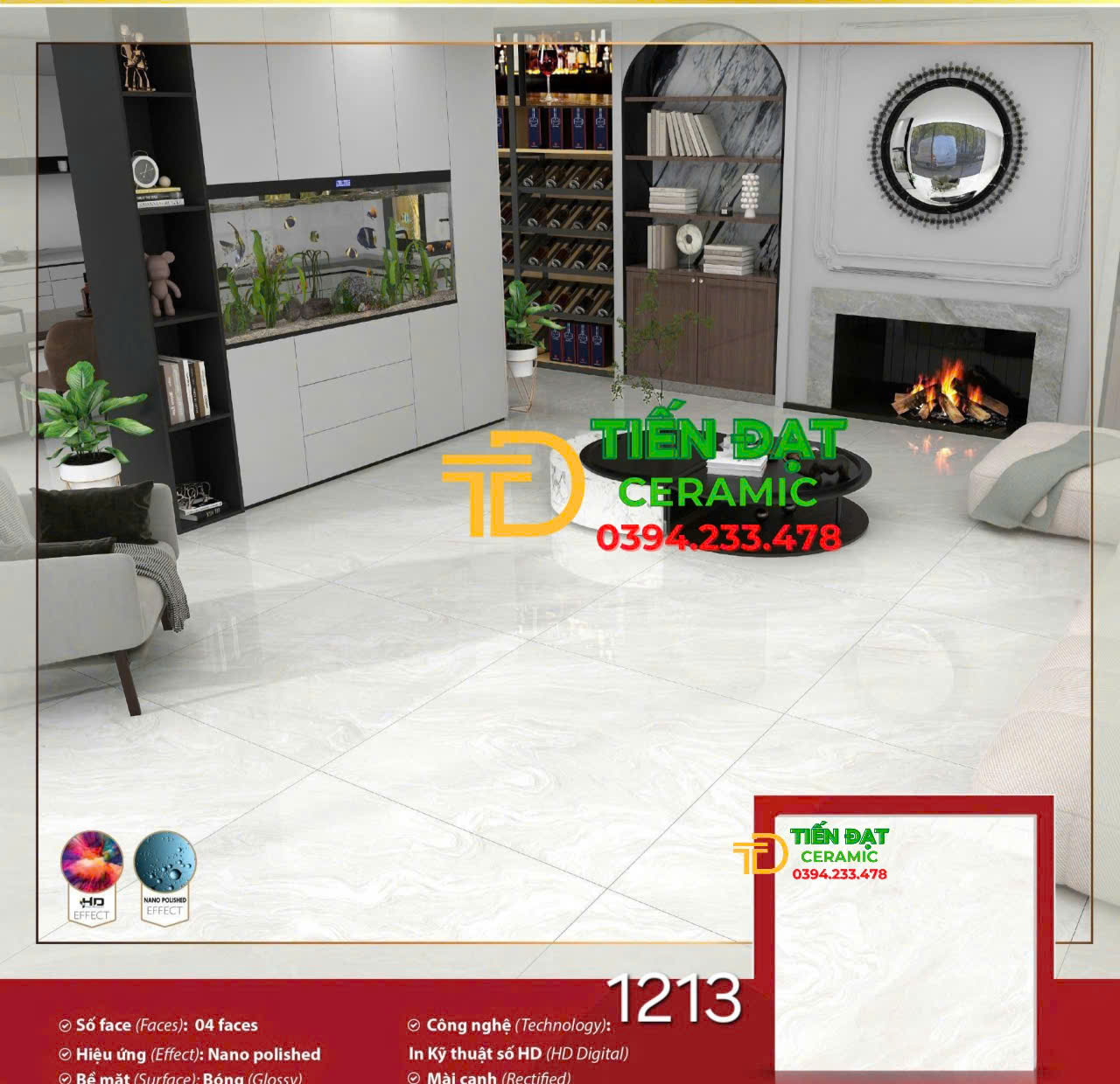 Gạch Ốp Lát Prime 120x120 Bóng Kiếng Ốp Tường Mẫu Mới