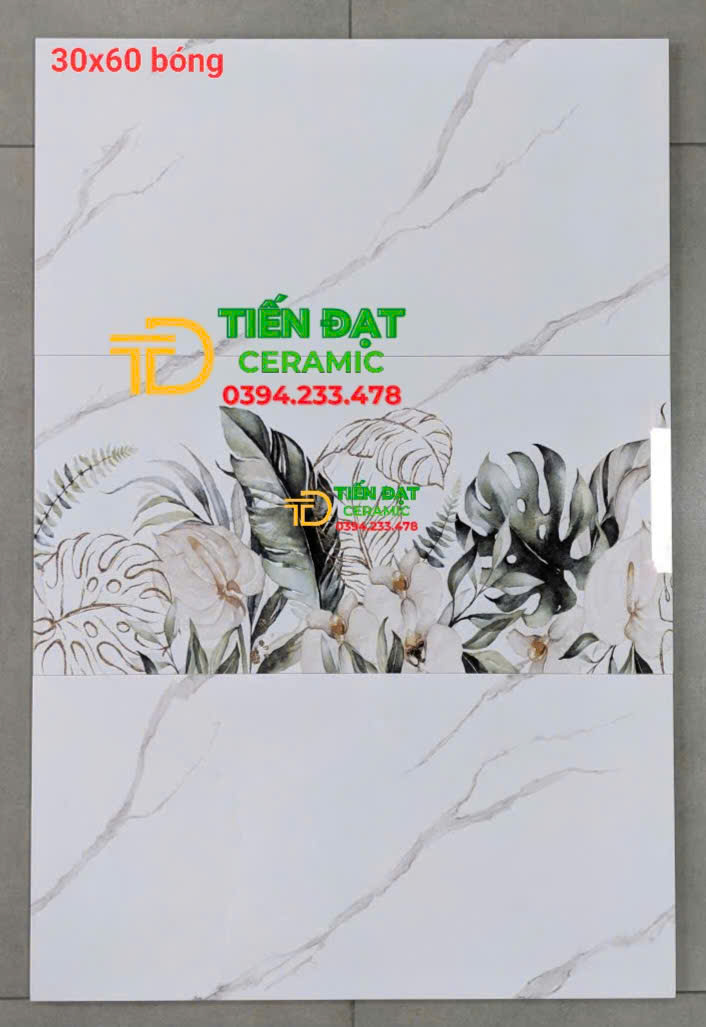 Gạch Đá Bóng Kiếng 30x60 Ốp Tường Trắng Vân Mẫu Mới